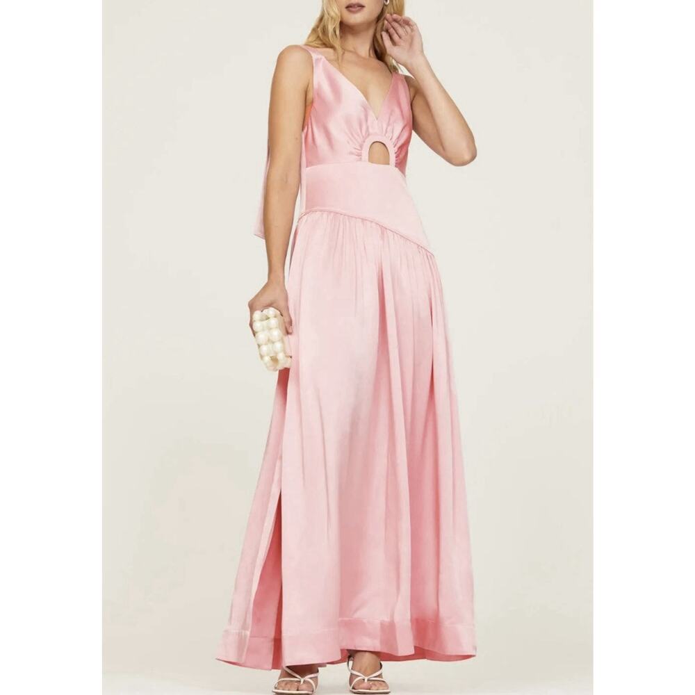 Phillip Lim Pink Satin Keyhole Maxi Gown Dress Size 6
